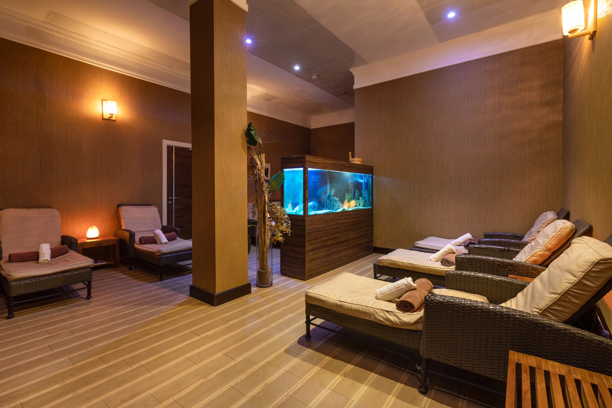 Comfortable spa room for massage therapy